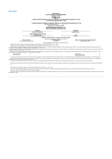 Thumbnail NCS Multistage 10-K Annual Report 2022
