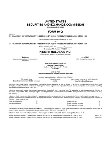 Thumbnail Kinetik 10-Q Quarterly Report FY2022 