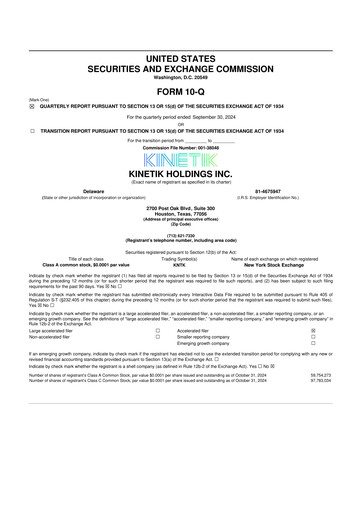 Thumbnail Kinetik 10-Q Quarterly Report FY2024 