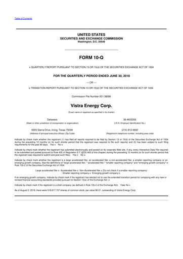 Thumbnail Vistra 10-Q Quarterly Report FY2018 