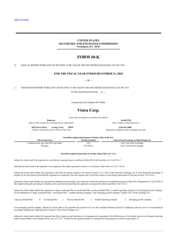 Thumbnail Vistra 10-K Annual Report 2020