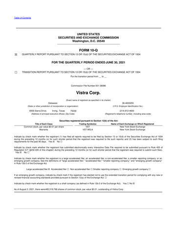 Thumbnail Vistra 10-Q Quarterly Report FY2021 