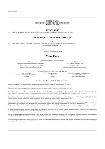 Thumbnail Vistra 10-K Annual Report 2022