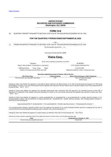 Thumbnail Vistra 10-Q Quarterly Report FY2025 