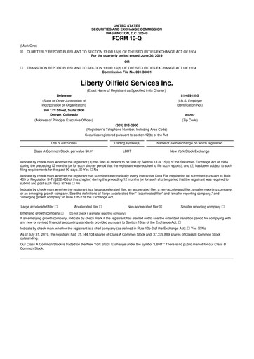 Vorschaubild Liberty Energy 10-Q Quartalsbericht 2019 