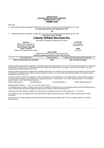 Vorschaubild Liberty Energy 10-Q Quartalsbericht 2021 