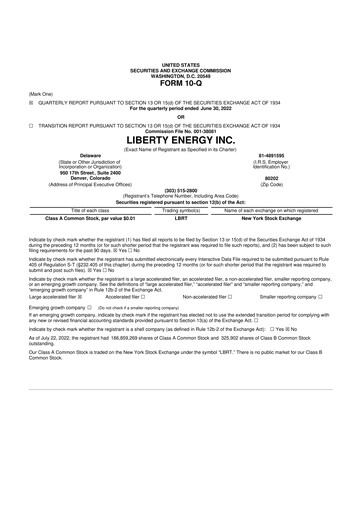 Vorschaubild Liberty Energy 10-Q Quartalsbericht 2022 