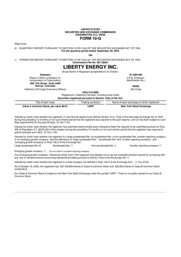 Vorschaubild Liberty Energy 10-Q Quartalsbericht 2022 
