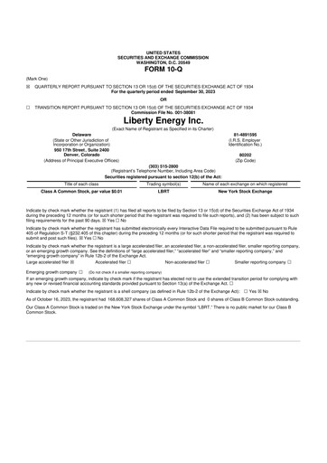 Vorschaubild Liberty Energy 10-Q Quartalsbericht 2023 