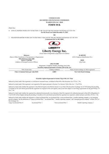 Thumbnail Liberty Energy 10-K Annual Report 2023