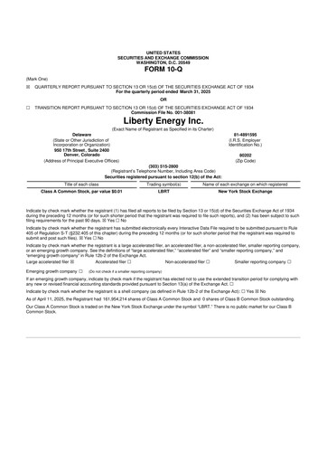 Vorschaubild Liberty Energy 10-Q Quartalsbericht 2025 