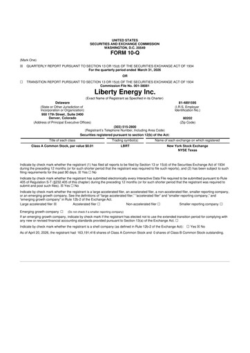 Thumbnail Liberty Energy 10-Q Quarterly Report FY 