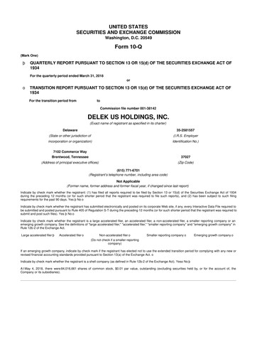Thumbnail Delek US 10-Q Quarterly Report FY2018 