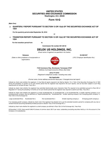Thumbnail Delek US 10-Q Quarterly Report FY2018 