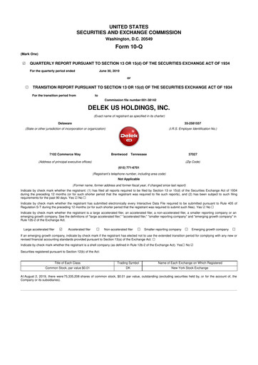 Thumbnail Delek US 10-Q Quarterly Report FY2019 