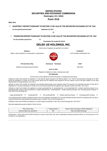 Thumbnail Delek US 10-Q Quarterly Report FY2019 