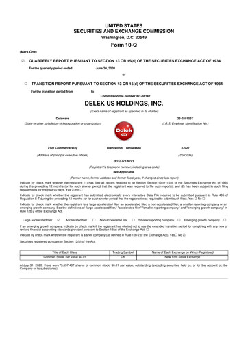 Thumbnail Delek US 10-Q Quarterly Report FY2020 