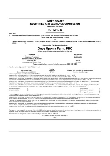 Thumbnail Once Upon A Farm 10-K Annual Report 