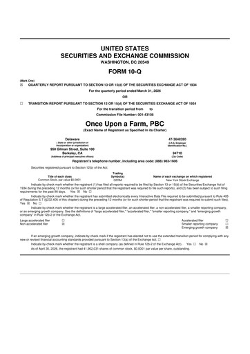 Thumbnail Once Upon A Farm 10-Q Quarterly Report FY 