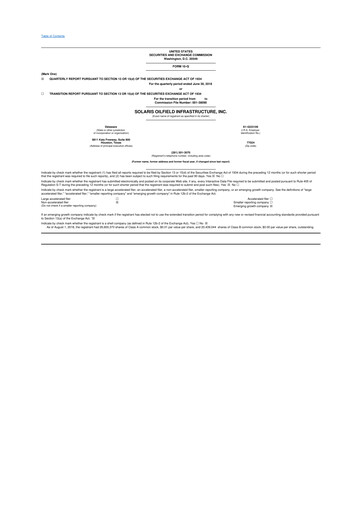 Thumbnail Solaris Energy Infrastructure 10-Q Quarterly Report FY2018 