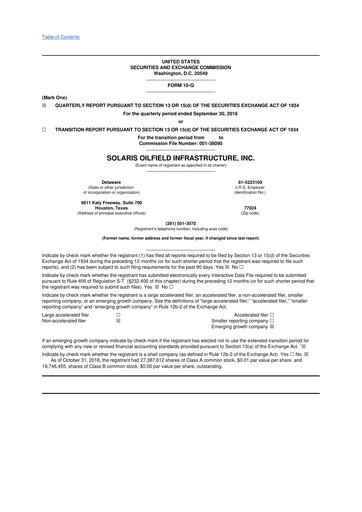 Thumbnail Solaris Energy Infrastructure 10-Q Quarterly Report FY2018 