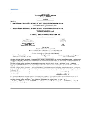 Thumbnail Solaris Energy Infrastructure 10-Q Quarterly Report FY2019 