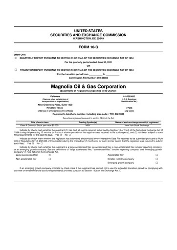 Thumbnail Magnolia Oil & Gas 10-Q Quarterly Report FY2021 