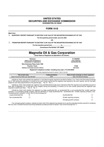 Thumbnail Magnolia Oil & Gas 10-Q Quarterly Report FY2022 