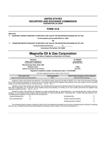 Miniature Magnolia Oil & Gas 10-Q Rapport trimestriel  