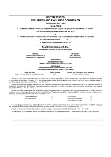 Thumbnail Accel Entertainment 10-Q Quarterly Report FY2022 