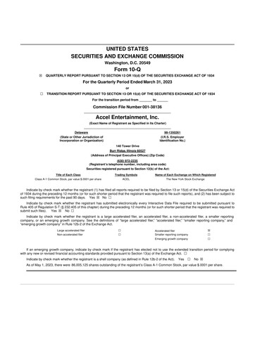 Thumbnail Accel Entertainment 10-Q Quarterly Report FY2023 