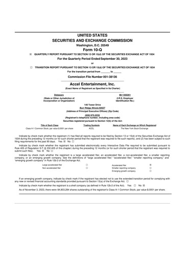 Thumbnail Accel Entertainment 10-Q Quarterly Report FY2023 