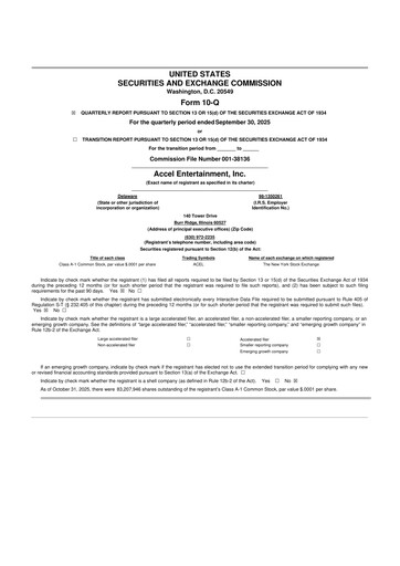 Thumbnail Accel Entertainment 10-Q Quarterly Report FY2025 