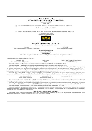 Thumbnail Ranger Energy Services 10-K Annual Report 2020