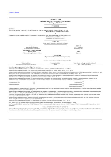 Thumbnail Cactus Inc 10-K Annual Report 2023