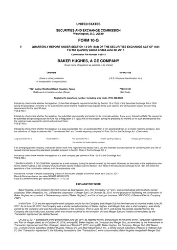 Vorschaubild Baker Hughes
 10-Q Quartalsbericht 2017 