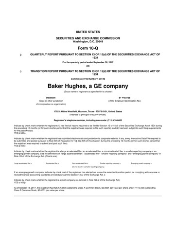 Vorschaubild Baker Hughes
 10-Q Quartalsbericht 2017 