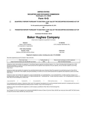 Vorschaubild Baker Hughes
 10-Q Quartalsbericht 2019 