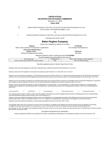 Thumbnail Baker Hughes
 10-K Annual Report 2020