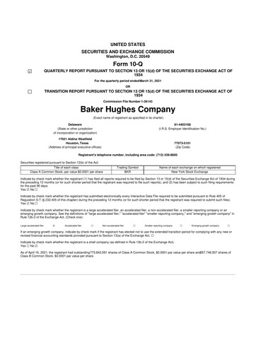 Vorschaubild Baker Hughes
 10-Q Quartalsbericht 2021 