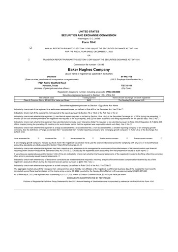 Thumbnail Baker Hughes
 10-K Annual Report 2022