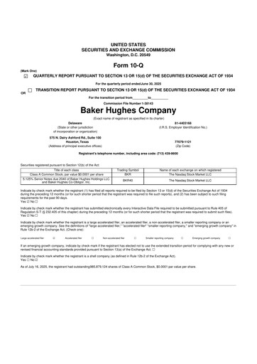 Vorschaubild Baker Hughes
 10-Q Quartalsbericht 2025 