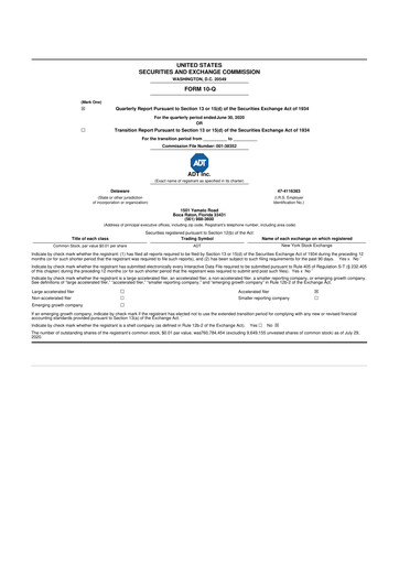 Thumbnail ADT 10-Q Quarterly Report FY2020 