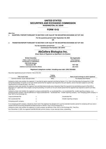 Thumbnail AbCellera
 10-Q Quarterly Report FY2025 