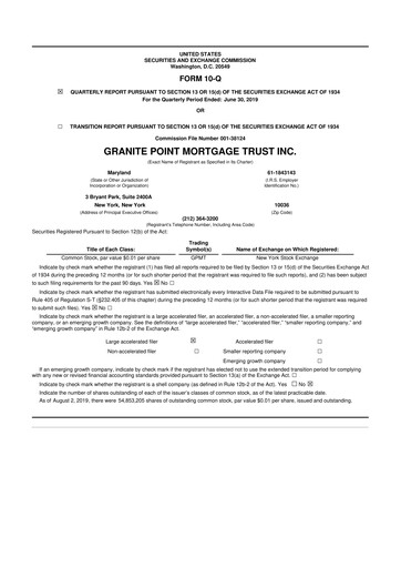 Thumbnail Granite Point Mortgage Trust 10-Q Quarterly Report FY2019 