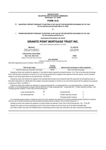 Thumbnail Granite Point Mortgage Trust 10-Q Quarterly Report FY2020 