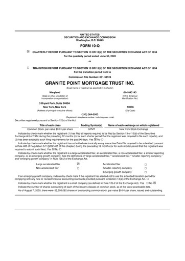 Thumbnail Granite Point Mortgage Trust 10-Q Quarterly Report FY2020 