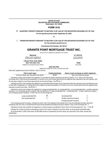 Thumbnail Granite Point Mortgage Trust 10-Q Quarterly Report FY2020 