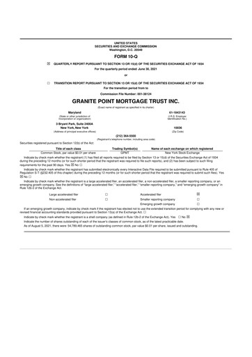 Thumbnail Granite Point Mortgage Trust 10-Q Quarterly Report FY2021 