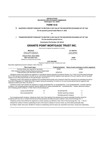 Thumbnail Granite Point Mortgage Trust 10-Q Quarterly Report FY2022 